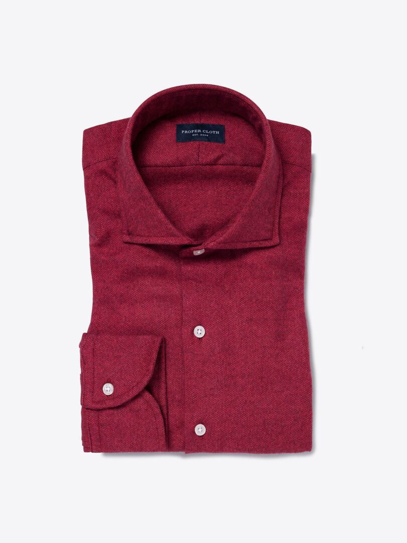 Canclini Red Birdseye Beacon Flannel Fitted Shirt 