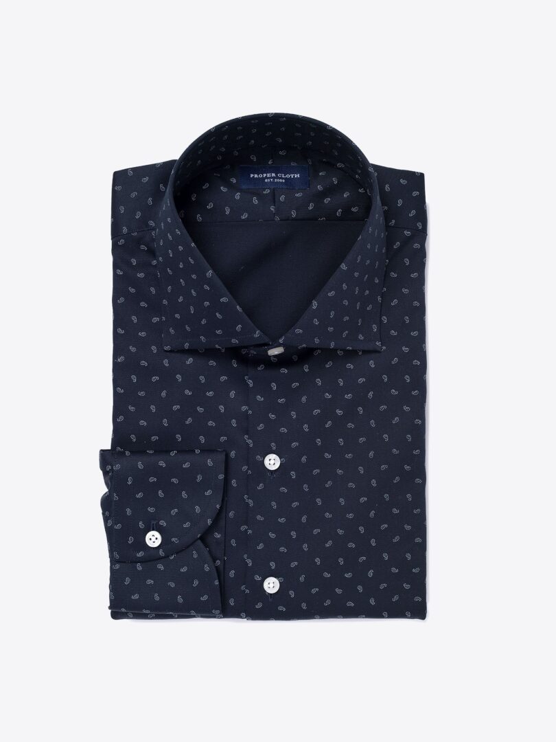 Midnight Mini Paisley Print Fitted Shirt 
