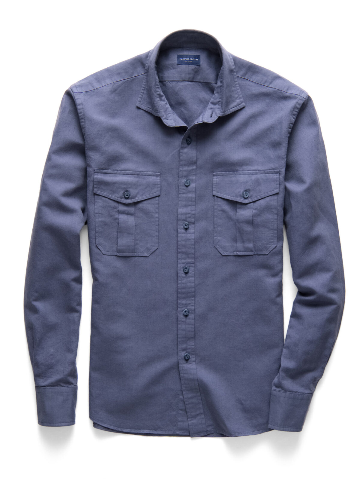 Navy Garment Dyed Cotton Linen Oxford Shirt by Proper Cloth