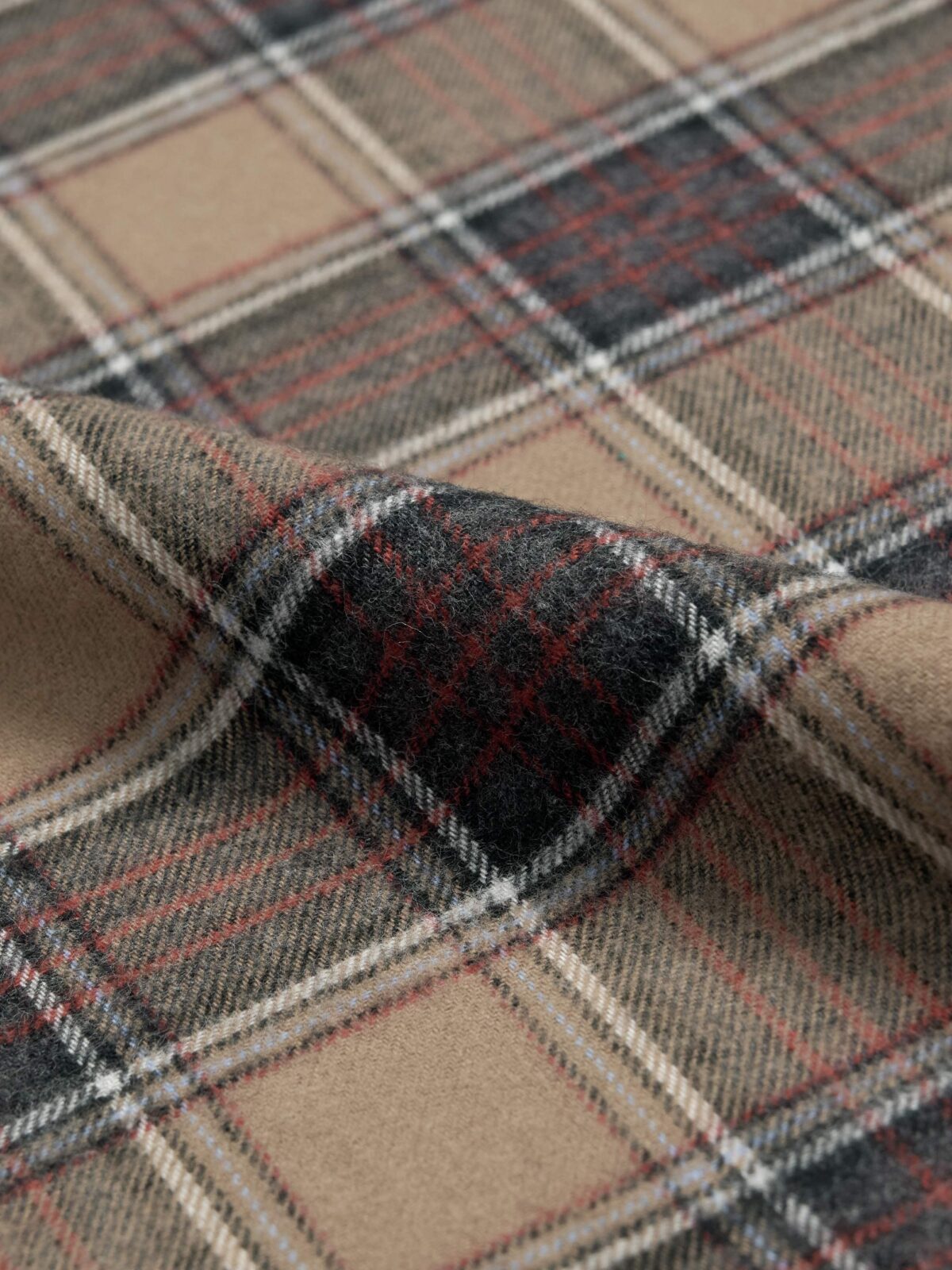 The Japanese Tartan Flannel Sport Shirt in Mocha and Grey