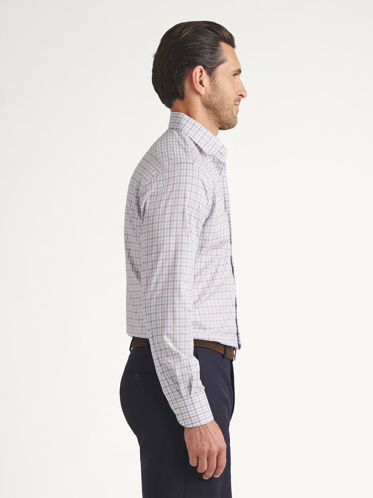 blue and brown dress shirt Non-Iron Cotton Gingham Dress Shirt With Contrast Trim main image 0