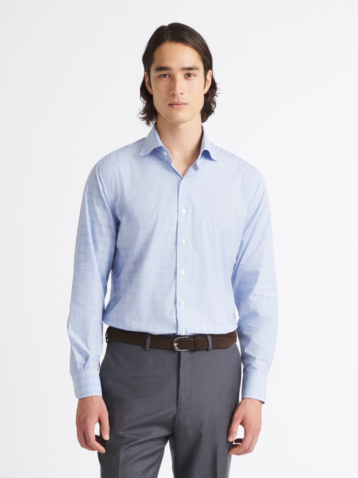 The Thomas Mason Wrinkle-Resistant Dress Shirt in Light Blue Tonal