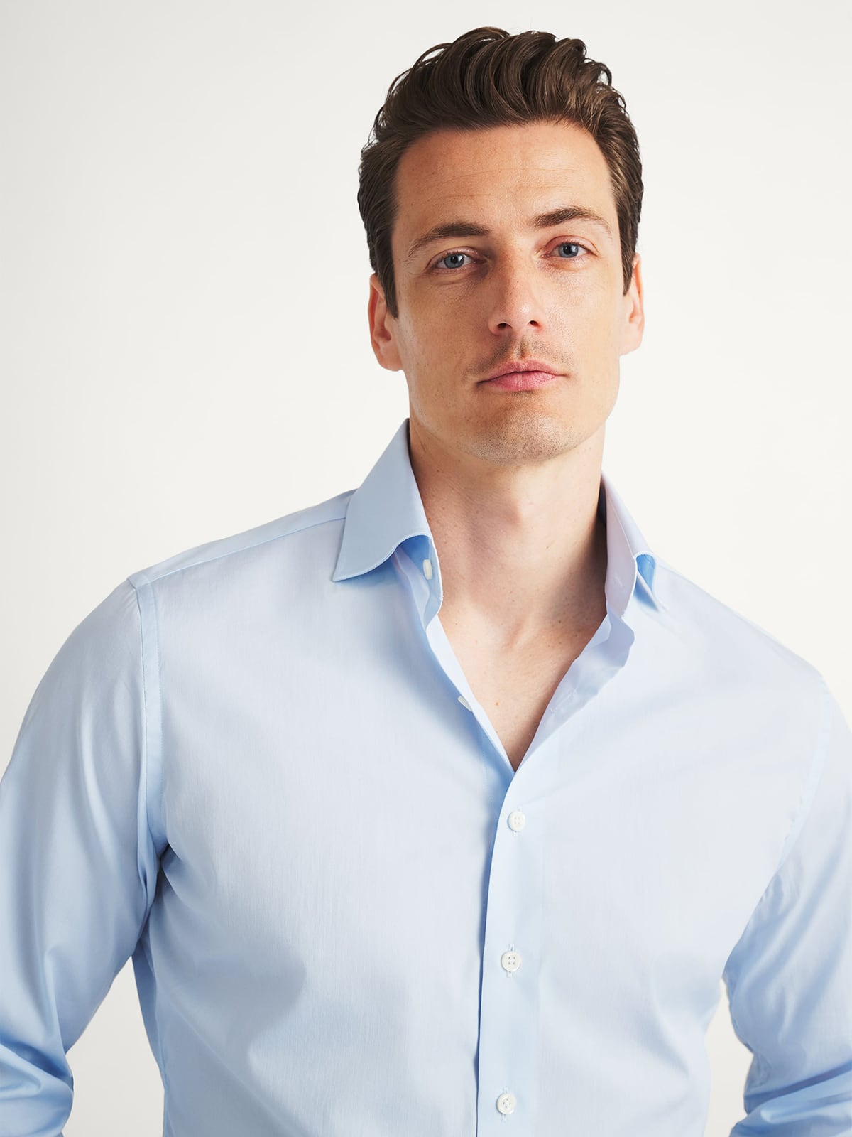 Proper Cloth Men's Thomas Mason Light Blue Cotton and Silk Blend Custom Dress Shirt - Blue, Size: 16, Regular, Cotton