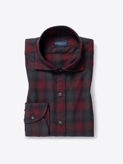 Shop Albini Red and Grey Melange Plaid Featherweight Flannel
