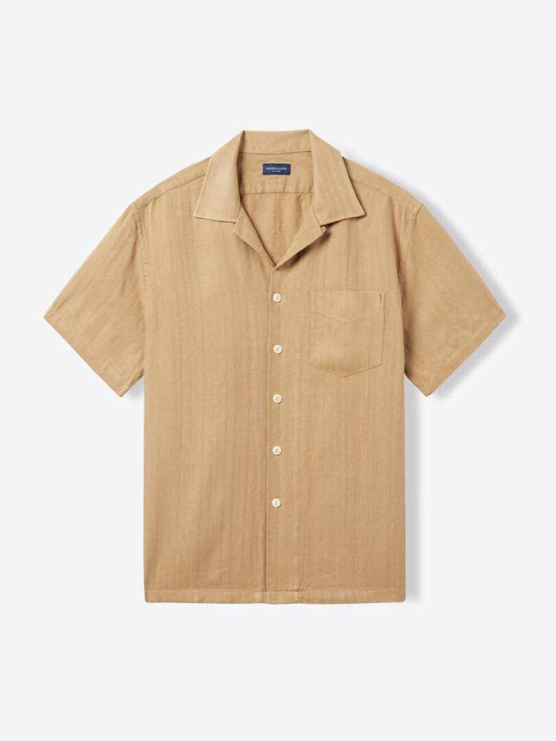 Amber Cotton and Linen Dobby Short Sleeve Shirt