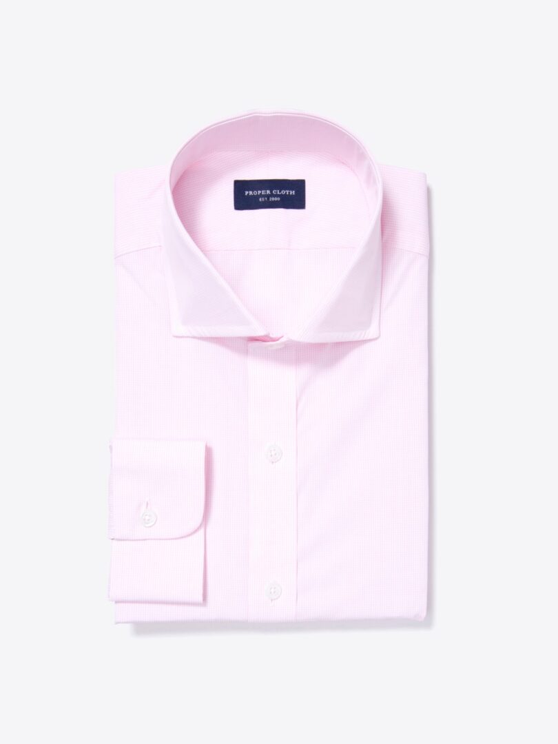 Carmine Light Pink Mini Grid Custom Dress Shirt 