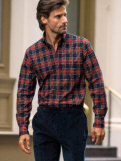 Japanese Red and Navy Tartan Shirt by Proper Cloth