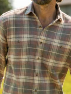 Jackson Washed Fatigue and Mocha Country Plaid Shirt by Proper Cloth