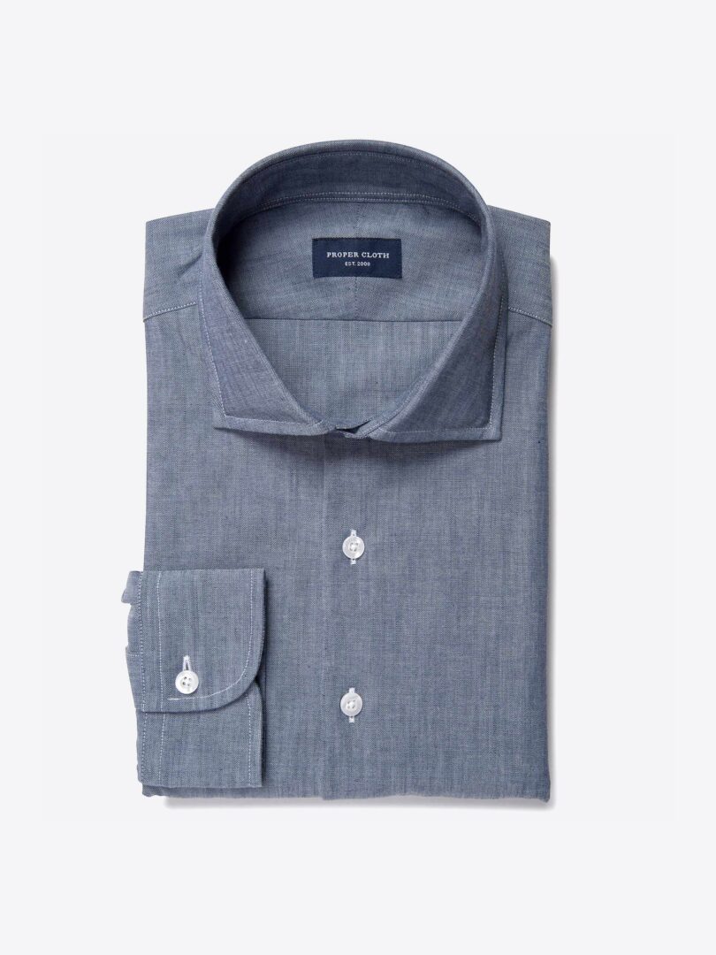 Bedford Blue Chambray Fitted Dress Shirt 