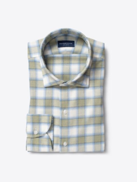 Shop Portuguese Sage and Off White Plaid Flannel