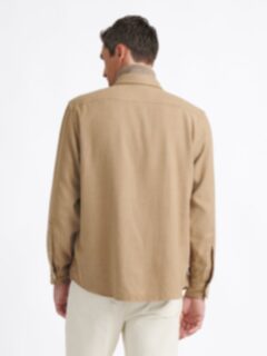 The Cotton and Cashmere Flannel Workshirt in Camel Melange
