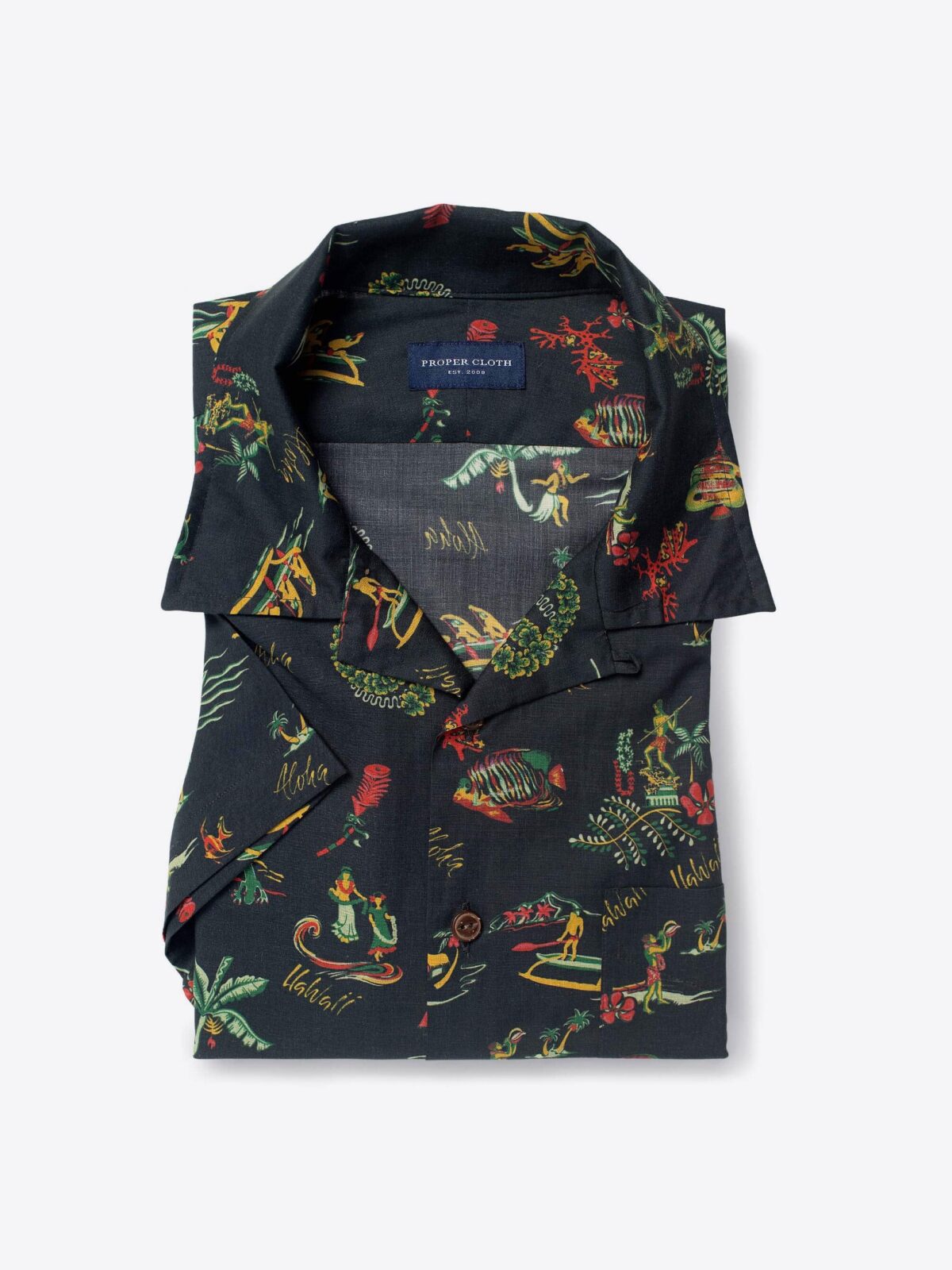 Albiate Black Yellow and Red Vintage Aloha Print Shirt by Proper Cloth