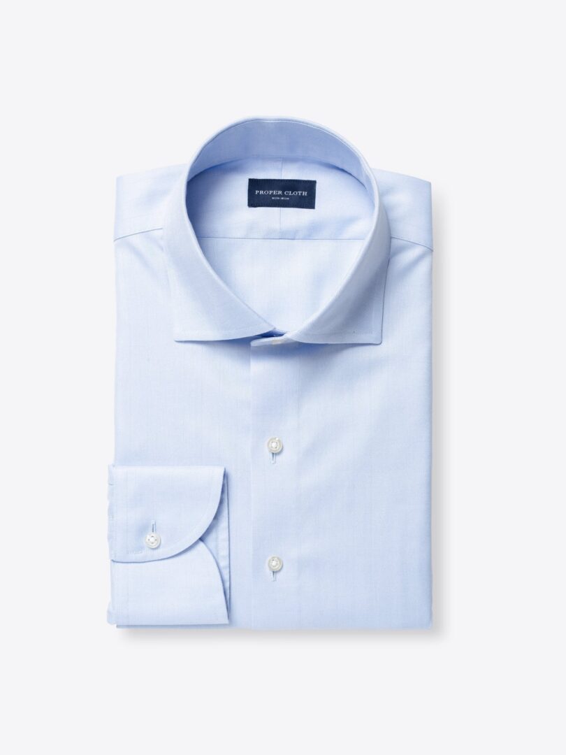 Non-Iron Light Blue Herringbone 
