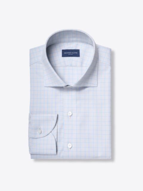 Shop Non-Iron Stretch Grey and Light Blue Glen Plaid
