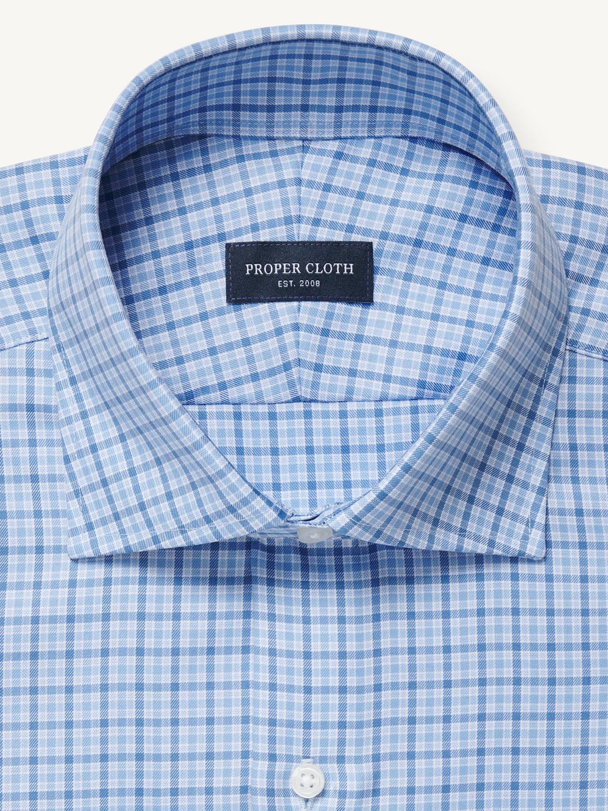 Proper Cloth Men's Mayfair Wrinkle-Resistant Tonal Blue Multi Check Custom Dress Shirt - Blue, Size: 16, Regular, 100% Cotton
