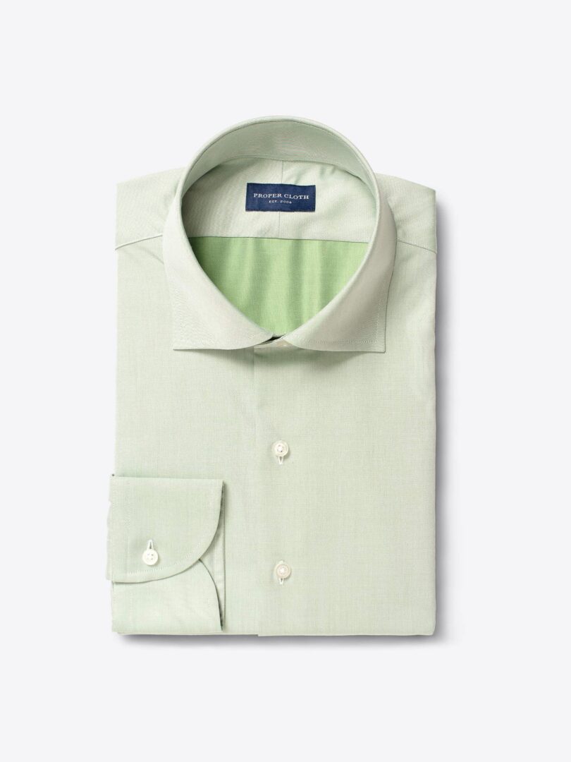 Greenwich Kelly Green Twill Fitted Shirt 