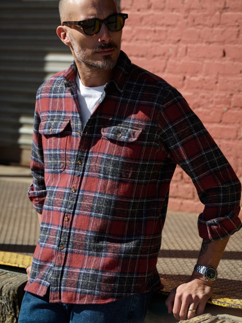 Japanese Red and Brown Low Twist Plaid Thumb Detail