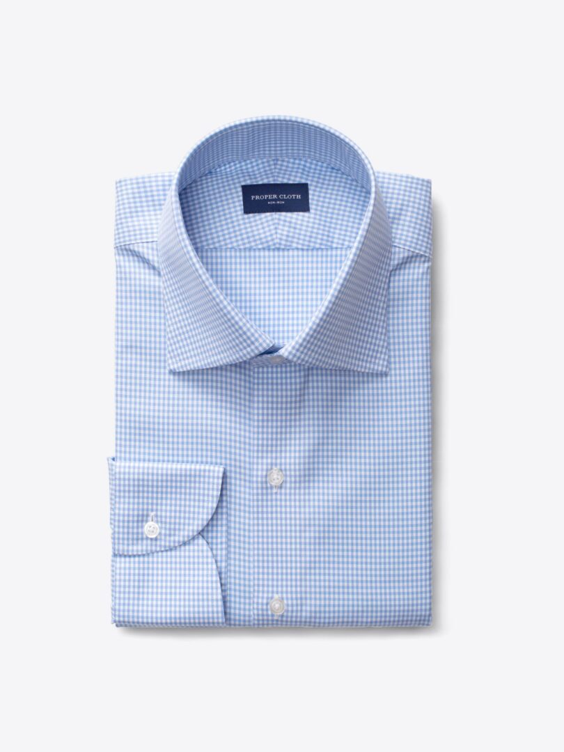 Thomas Mason Non-Iron Blue Gingham Tailor Made Shirt 