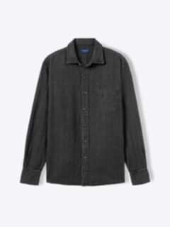 Albiate Washed Black Indigo Linen Twill Shirt by Proper Cloth
