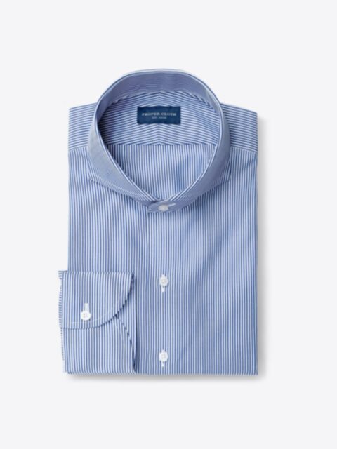 Shop 140s Navy Wrinkle-Resistant Pencil Stripe