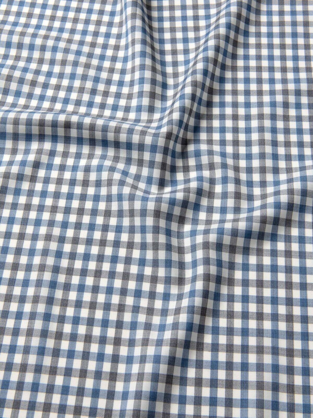 Reda Grey and Blue Melange Gingham Merino Wool Shirts by Proper Cloth