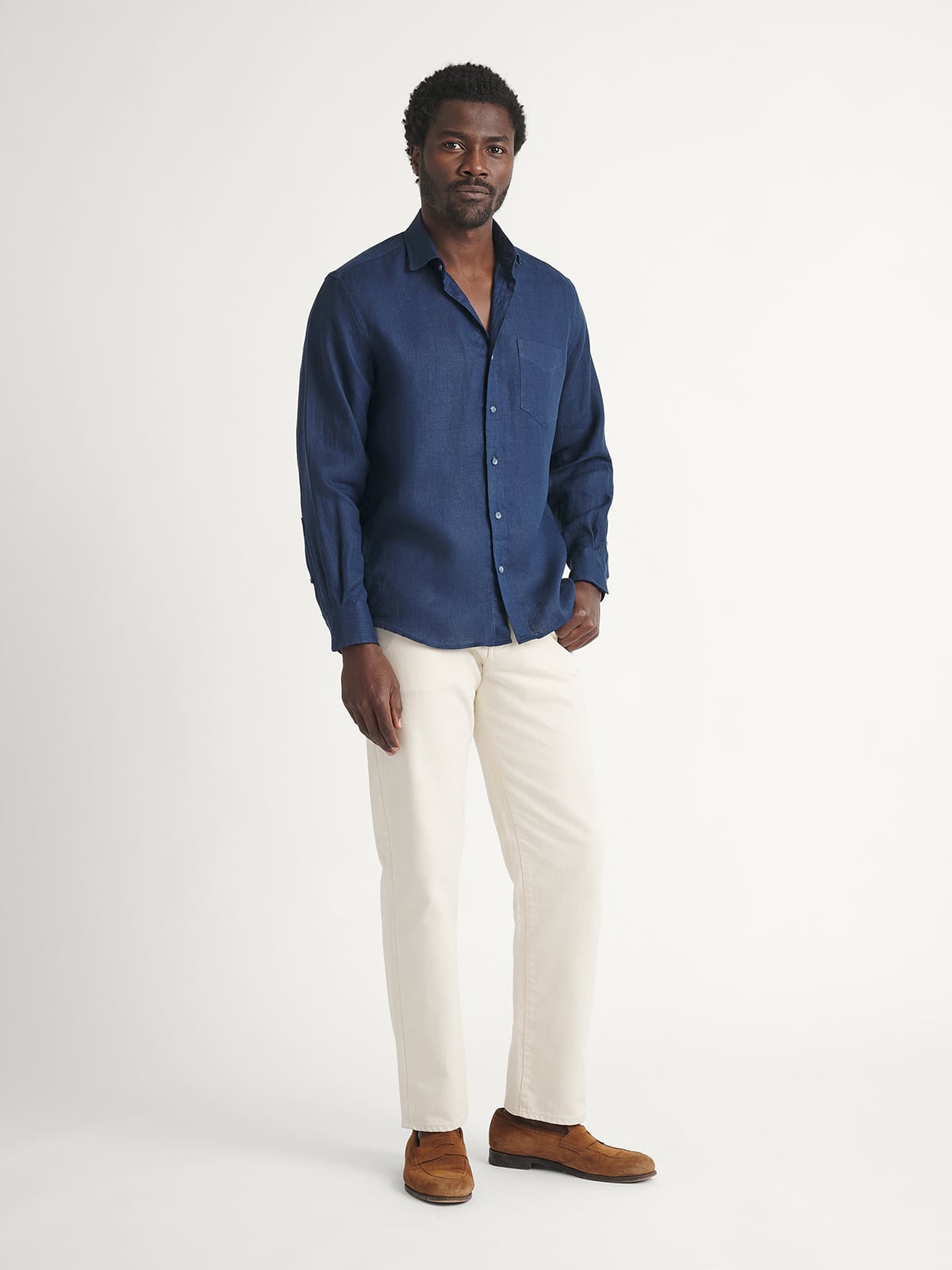 The Irish Linen Casual Shirt in Navy