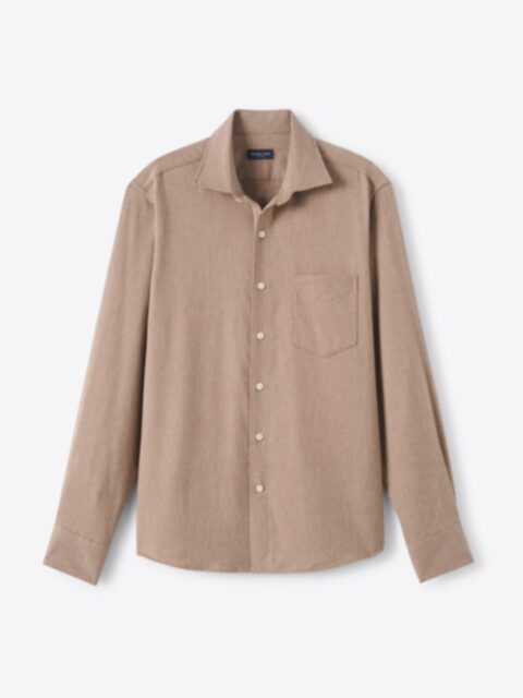 Canclini Taupe Oxford Beacon Flannel Shirt by Proper Cloth