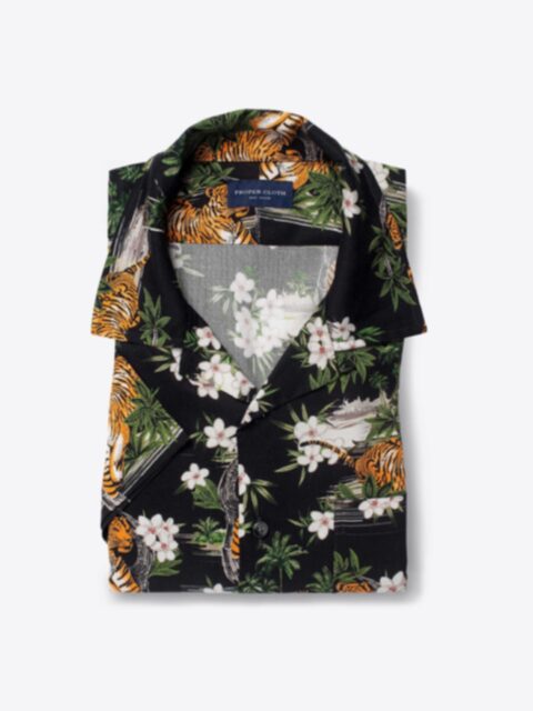 Shop Black Tiger Print Viscose