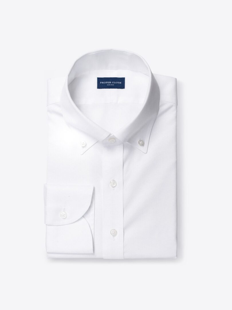 Thomas Mason Non-Iron White Pinpoint Fitted Dress Shirt 