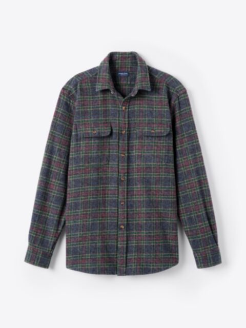 Shop Japanese Navy Green and Red Low Twist Plaid