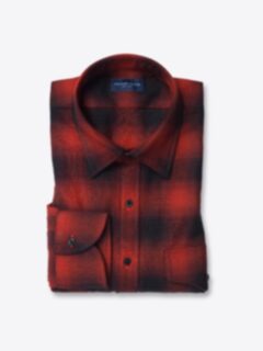 Japanese Red and Black Ombre Plaid Flannel Shirt by Proper Cloth