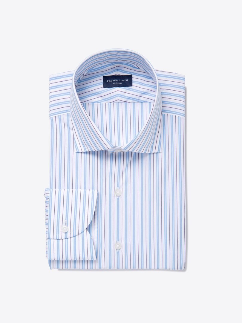 Canclini Blue Alternating Stripe Men's Dress Shirt 