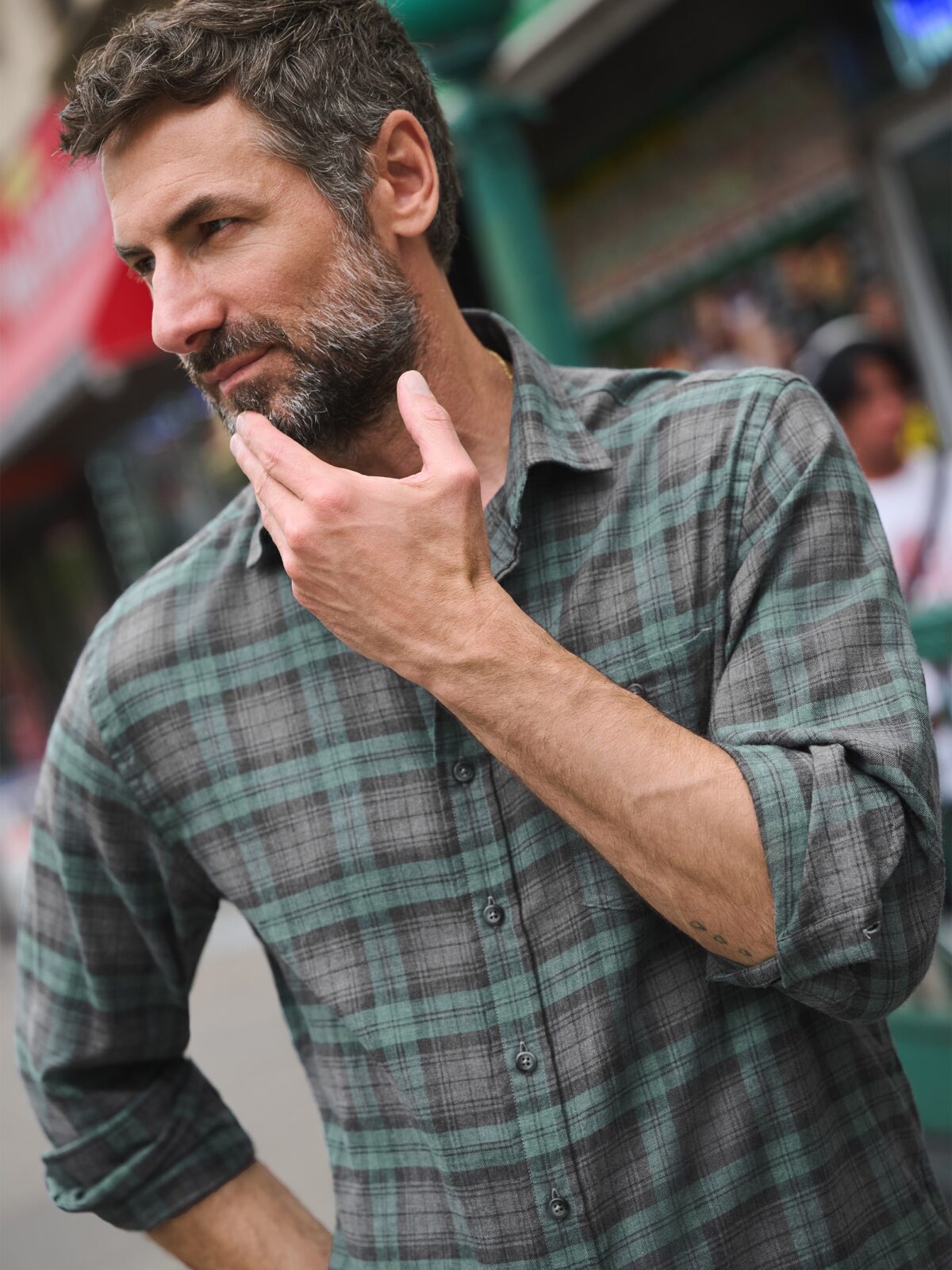 最新入荷商品一覧 | Flannel Satoyama The Shirt Charcoal and Sage in Clothing