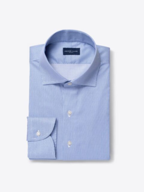 Shop Non-Iron Stretch Royal Blue Fine Stripe