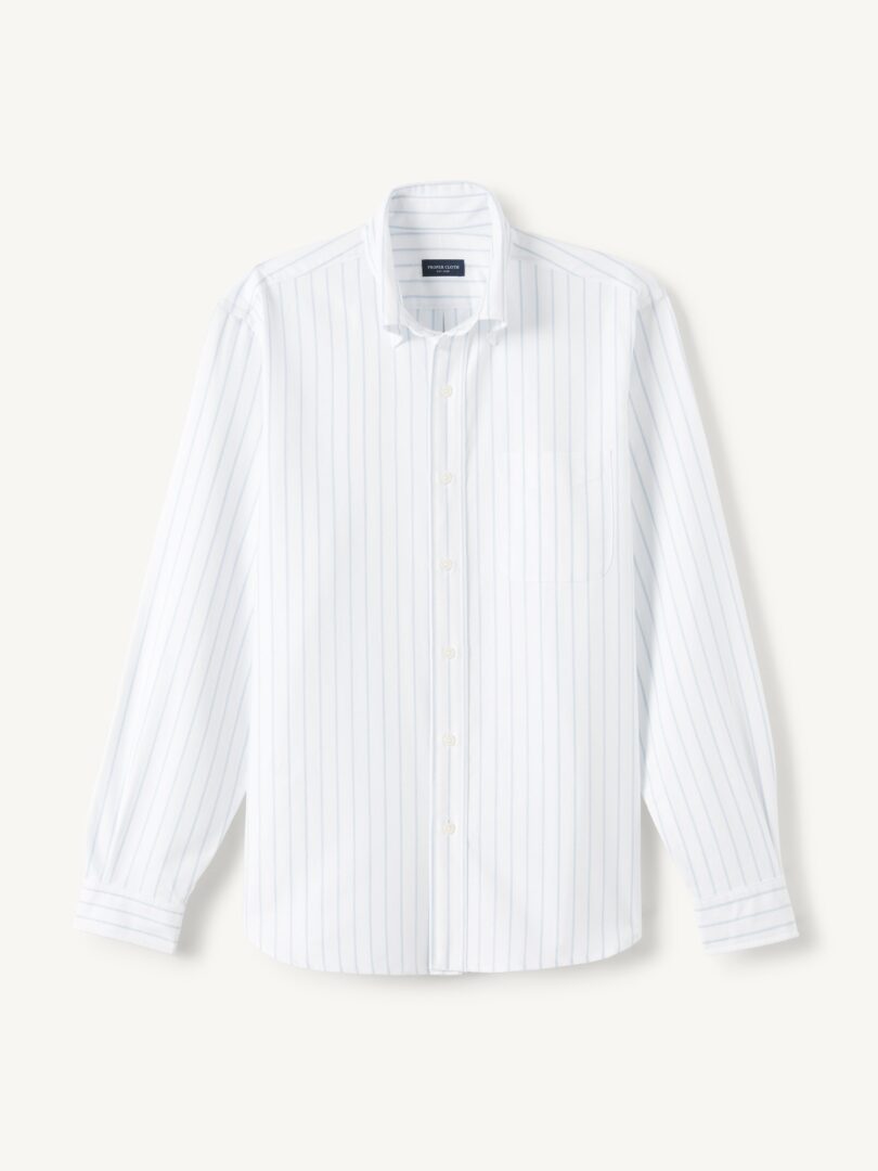American Pima Sky Blue Pencil Stripe Oxford Cloth Product Image