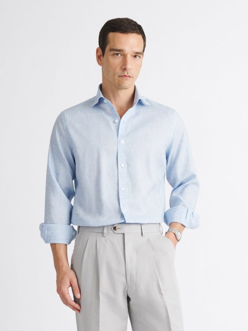 Albini Light Blue Stretch Linen Thumb Detail
