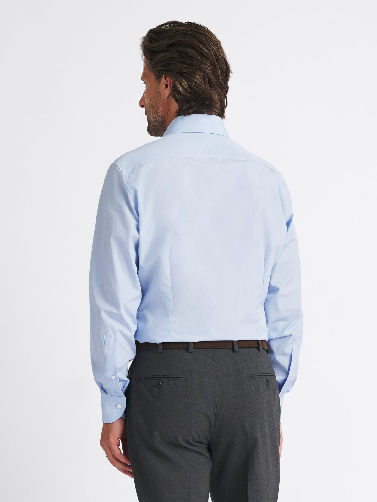 The Thomas Mason Luxury Broadcloth Shirt in Light Blue End-on-End
