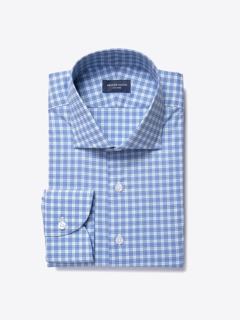 Jones Blue and Green Multi Check Tailor Made Shirt 