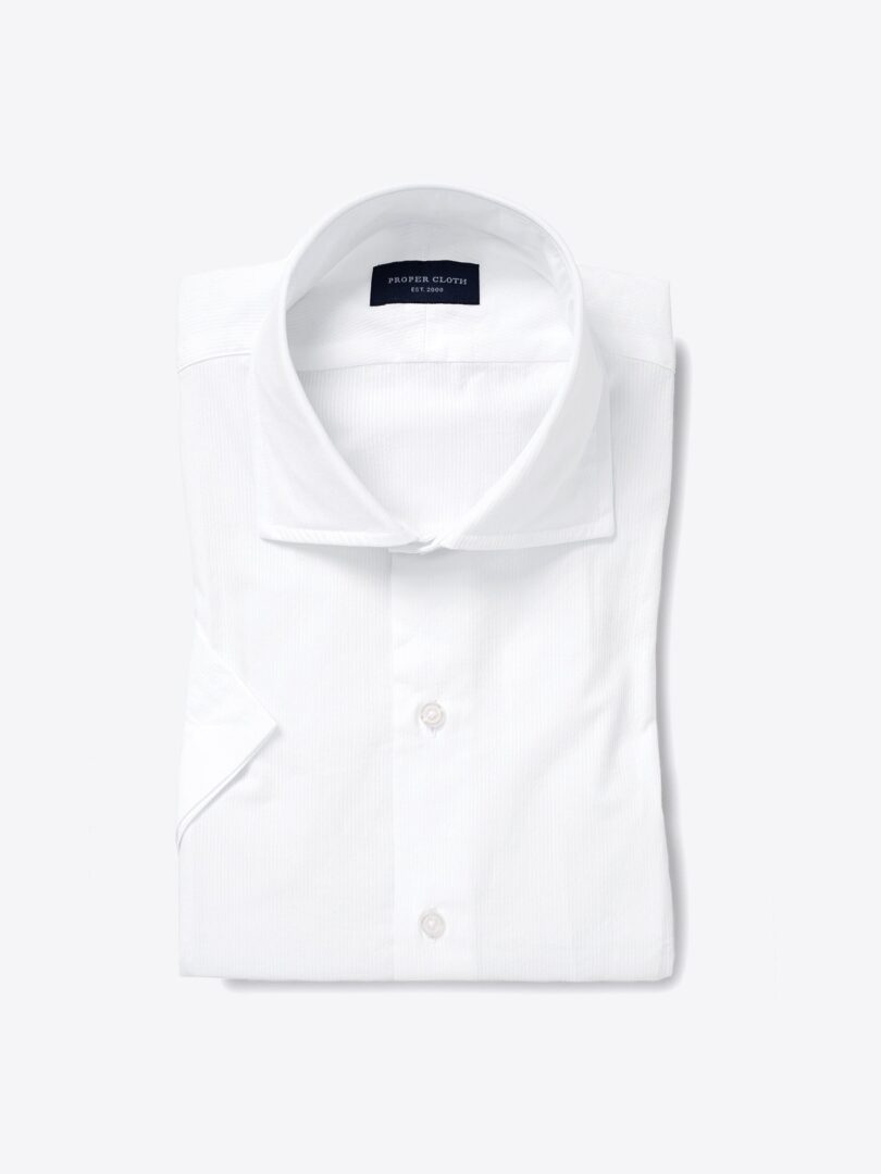 White Micro Seersucker Fitted Shirt 