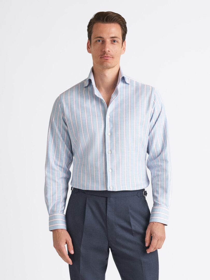Amalfi Light Blue White and Red Stripe Stretch Pique Thumb Detail