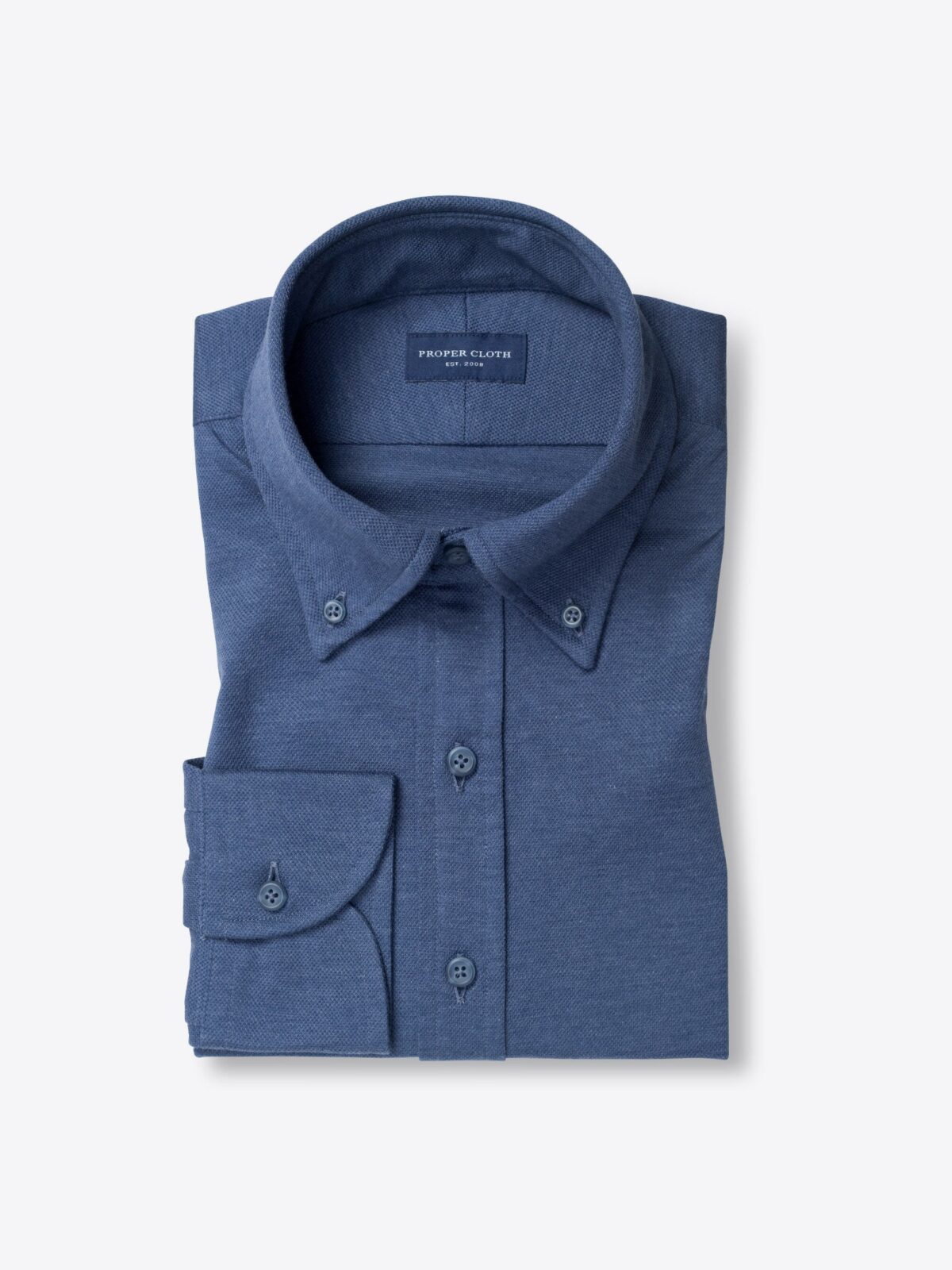 Monterey Light Blue Cotton and Linen Blend Knit Pique Shirt by Proper Cloth