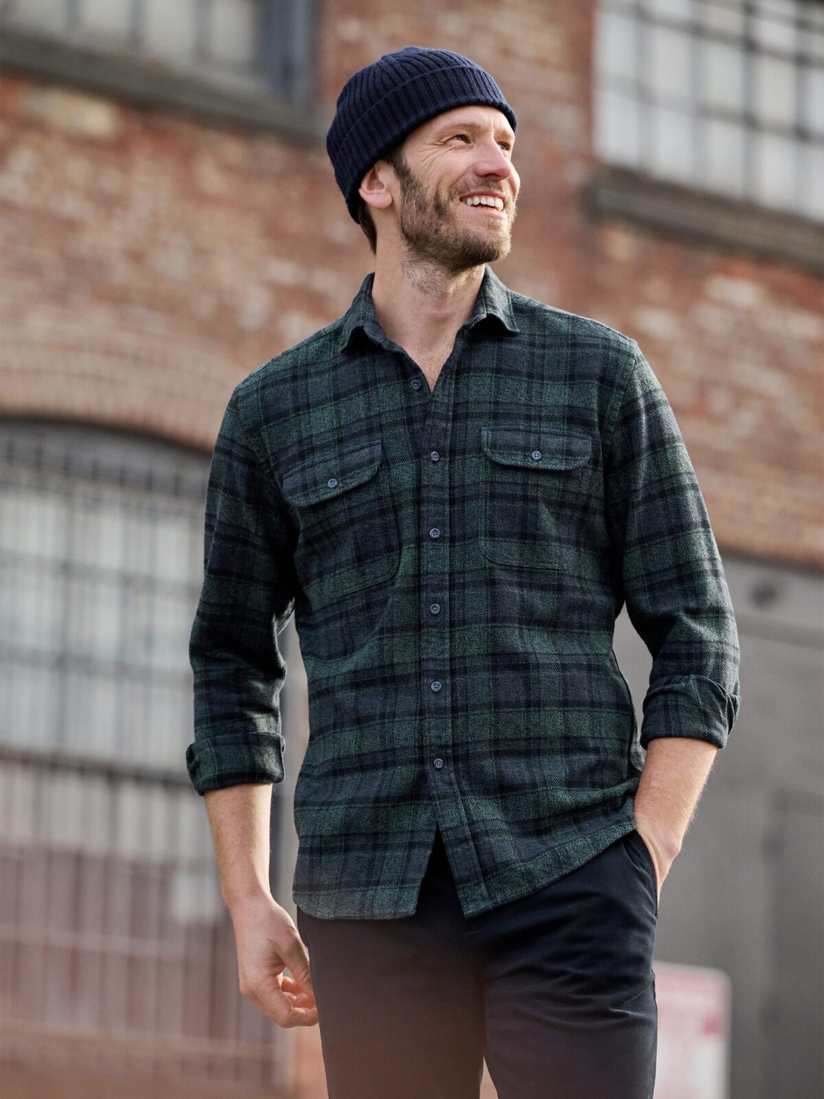 Japanese Navy and Pine Low Twist Plaid Shirt by Proper Cloth
