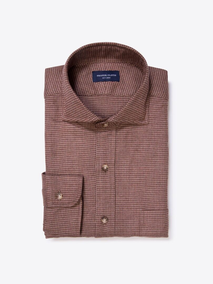 Canclini Cedar Houndstooth Beacon Flannel Tailor Made Shirt 