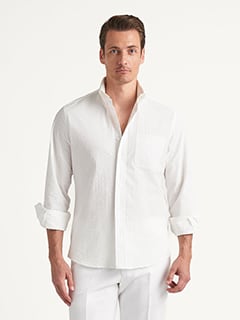 Albini White Wide Seersucker Shirt by Proper Cloth
