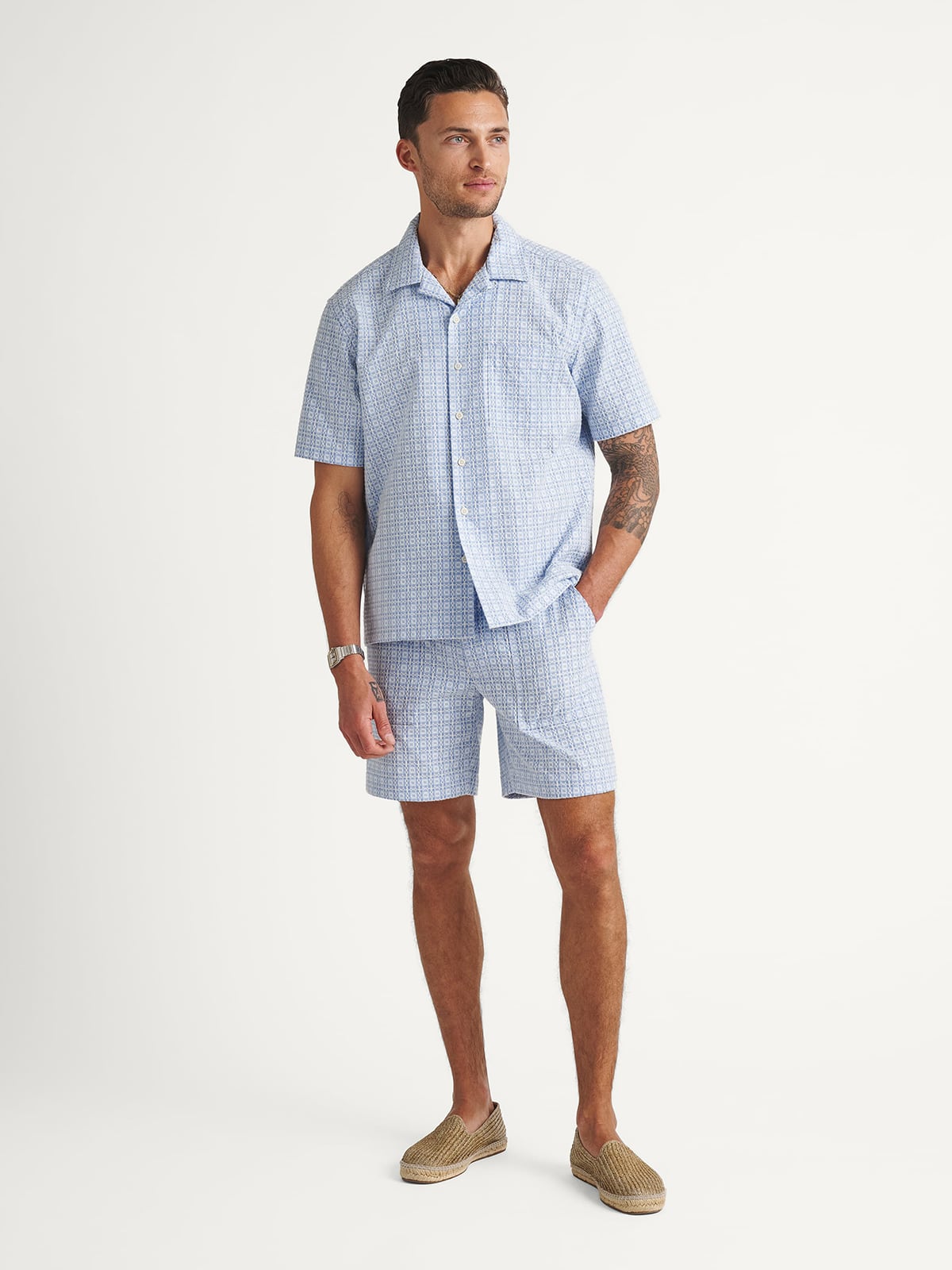 The Portuguese Tile Jacquard Shirt in Blue and White Tile