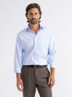 The Thomas Mason Non-Iron Shirt in Light Blue Small Check