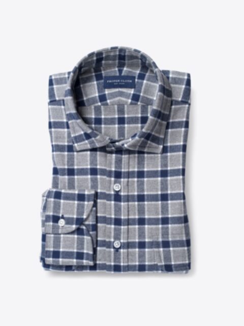 Shop Navy and Grey Check Flannel