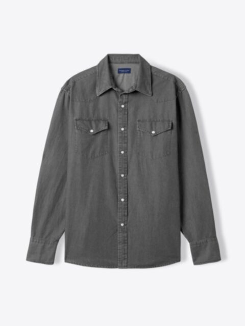 Regular-Fit Long-Sleeve Black Jean Workwear Shirt | Old Navy