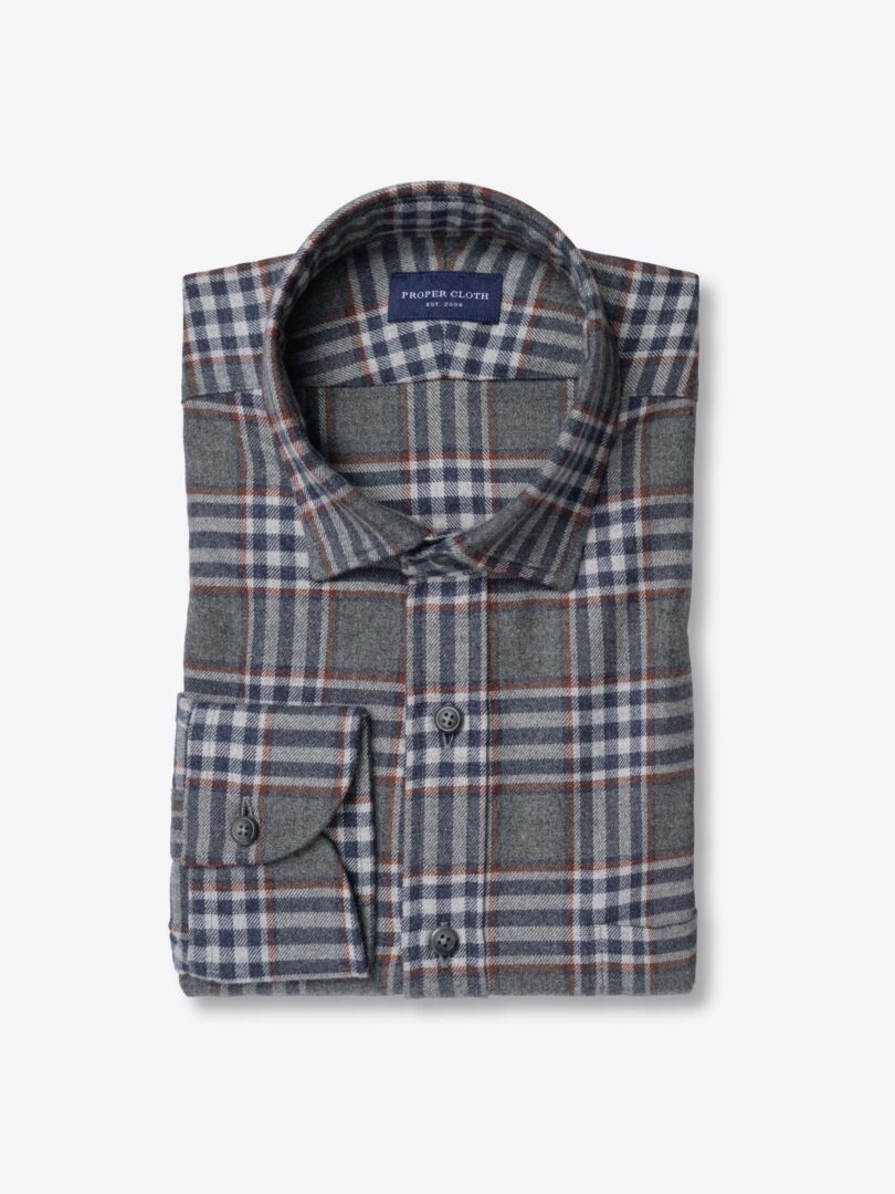 Canclini Grey and Rust Plaid Beacon Flannel 