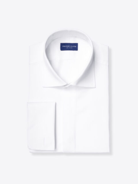 Suggested Item: Thomas Mason White 3 Ply Regal Twill Covered Placket Tuxedo Shirt